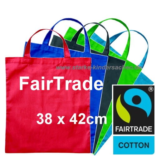 einfarbige Fairtrade Baumwolltaschen für Kindergarten und Schule