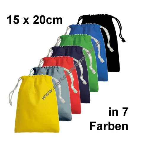 kleine einfarbige Baumwolle-Stoffbeutelchen Zuziehsäckchen in vielen Farben im onlineshop.