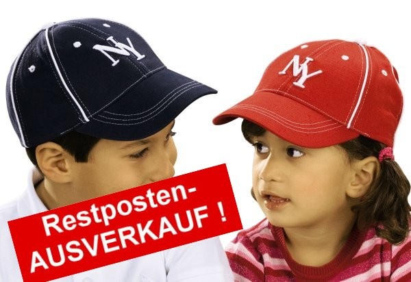 bestickte Kindercaps NY New York in rot und dunkelblau im Ausverkauf zum Sonderpreis