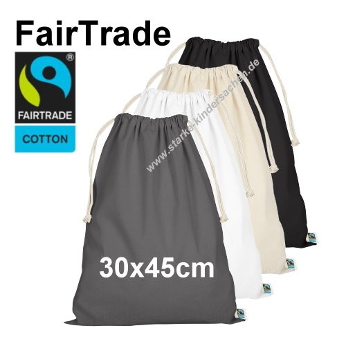 FairTrade Baumwolle Zuziehbeutel 30x45cm in vielen Farben, Sportbeutel hier im onlineshop