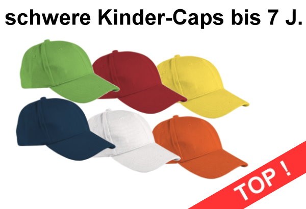 schwere einfarbige Kindercaps brushed cotton Kindergartenbedarf Schulbedarf