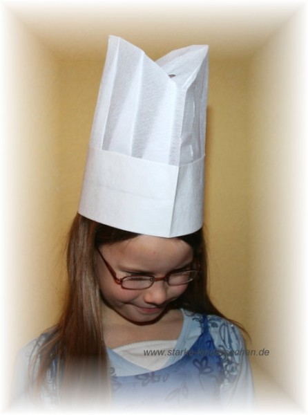 Kinderkochmütze aus Papier, Einmal-Kochmützen weiß in Kindergröße